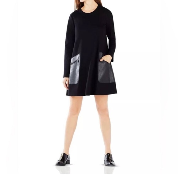 BCBG Maxazria, oversize A-line dress with vegan leather pockets, M - Picture 4 of 4